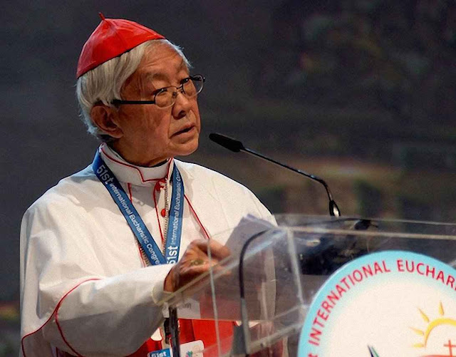 O Cardeal Joseph Zen Ze Kiun falando no Congresso Eucarístico Internacional, em Cebú, Filipinas, 16-01-2016