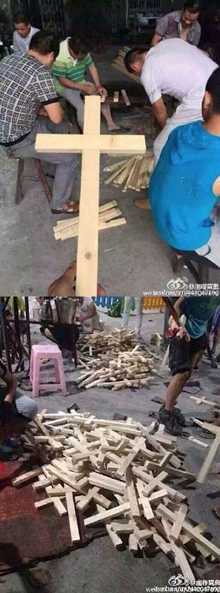 Enquanto o governo chinês tira as cruzes pela força, os cristãos colocam mais cruzes por toda parte.