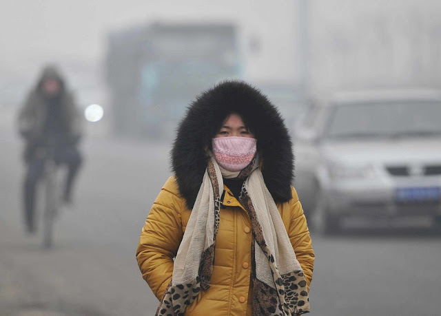 Poluição do ar em Tangshan, província de Hebei, fevereiro 2013