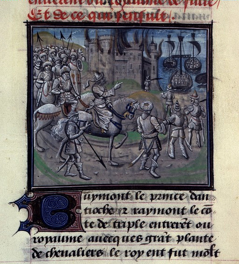 Saladino incendeia uma cidade. Chroniques de Guilhaume de Tyr. BNF, Mss fr 68, folio 359.