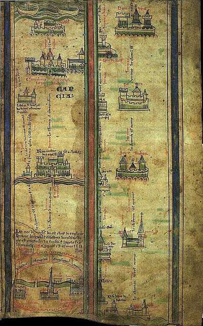 Mapa medieval de Londres até Jerusalém