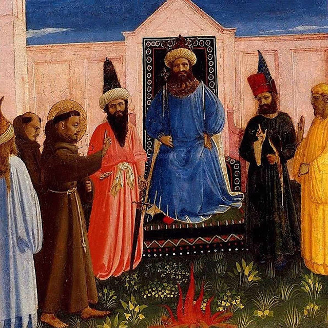 São Francisco de Assis diante do sultão al-Malik al-Kamil.  Fra Angelico ca. 1429, Lindenau Museum, Altenberg.