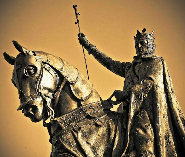 São Luis IX rei da França, estátua equestre, EUA.