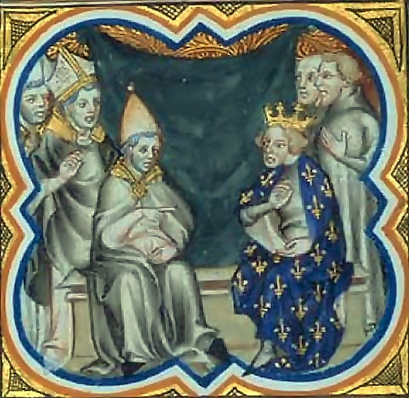 O Papa Pascoal II com o rei da Franca Felipe I, em 1107.