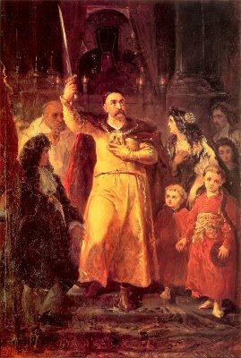 Jan III Sobieski em Czestohowa, diante da padroeira da Polonia