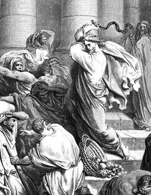 Jesus Cristo açoita os mercadores do Templo, Gustave Doré